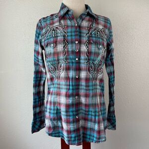 Rock 47 Snap Down Western Shirt Size M EUC